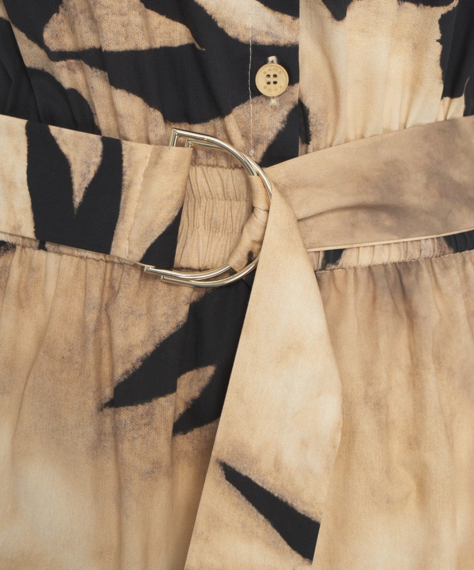 Shop Kaos Maxi Dress With Floral Pattern In Neutrals