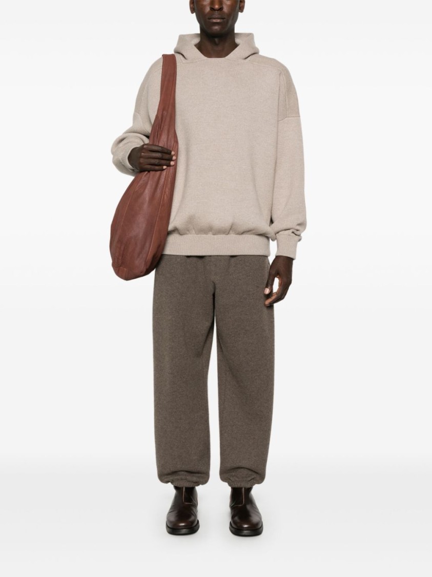 Fear Of God Virgin Wool Hooded Knit Sweater In Neutrals