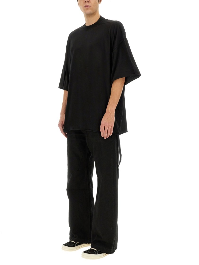 Rick Owens Drkshdw Drkshdw By Rick Owens Oversized Cotton T-shirt With Geometric Design And Relaxed Fit In Black
