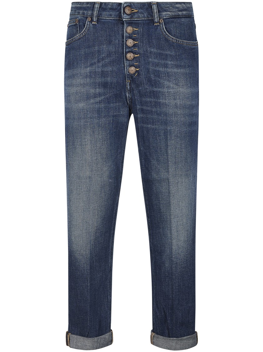Dondup High-waisted Denim Trousers With Vintage Finish In Blue