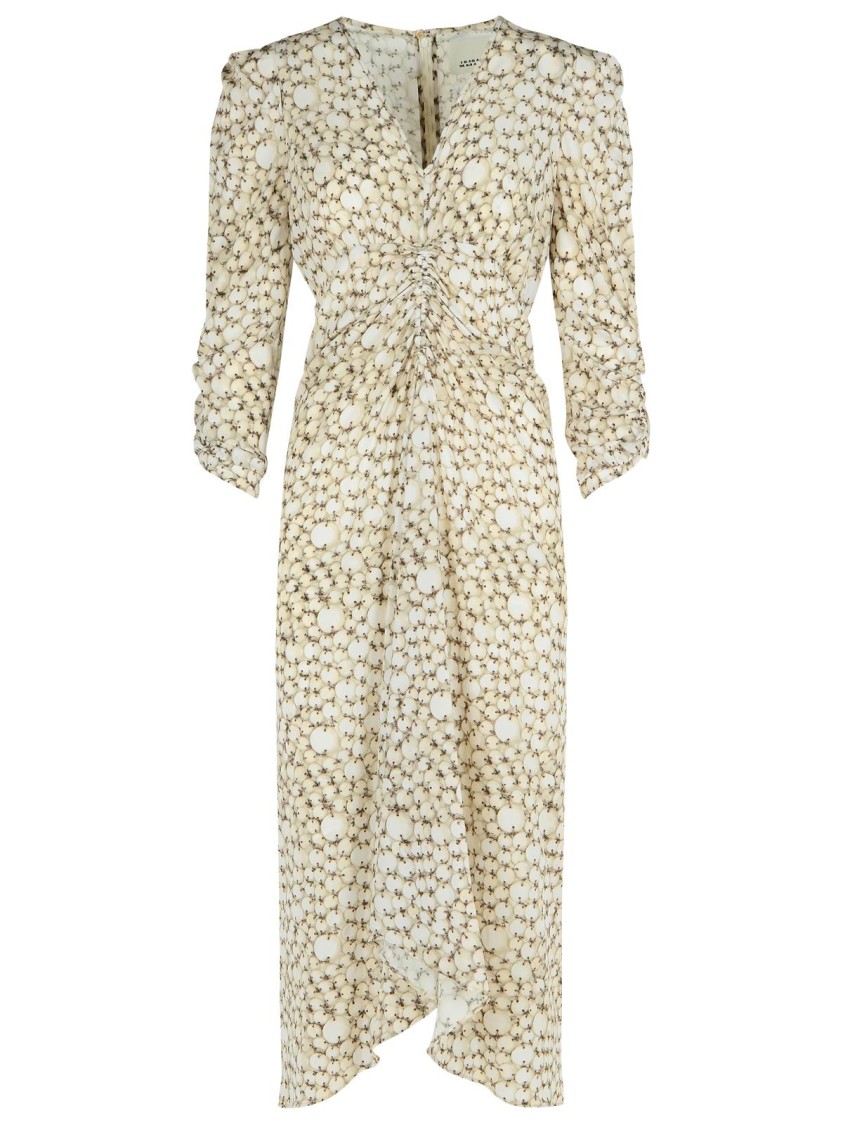 Isabel Marant 'albini' Floral Silk Dress In Gray