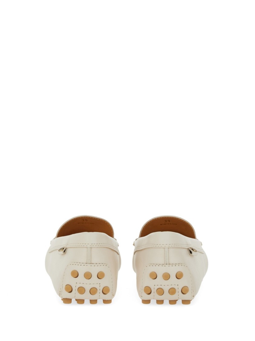 Tod's Leather Moccasin Rubber In Grey