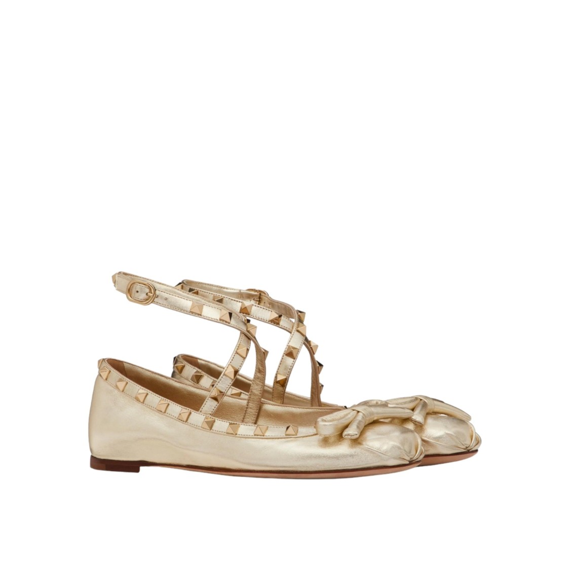 Shop Valentino Ballerina Flats In Gold