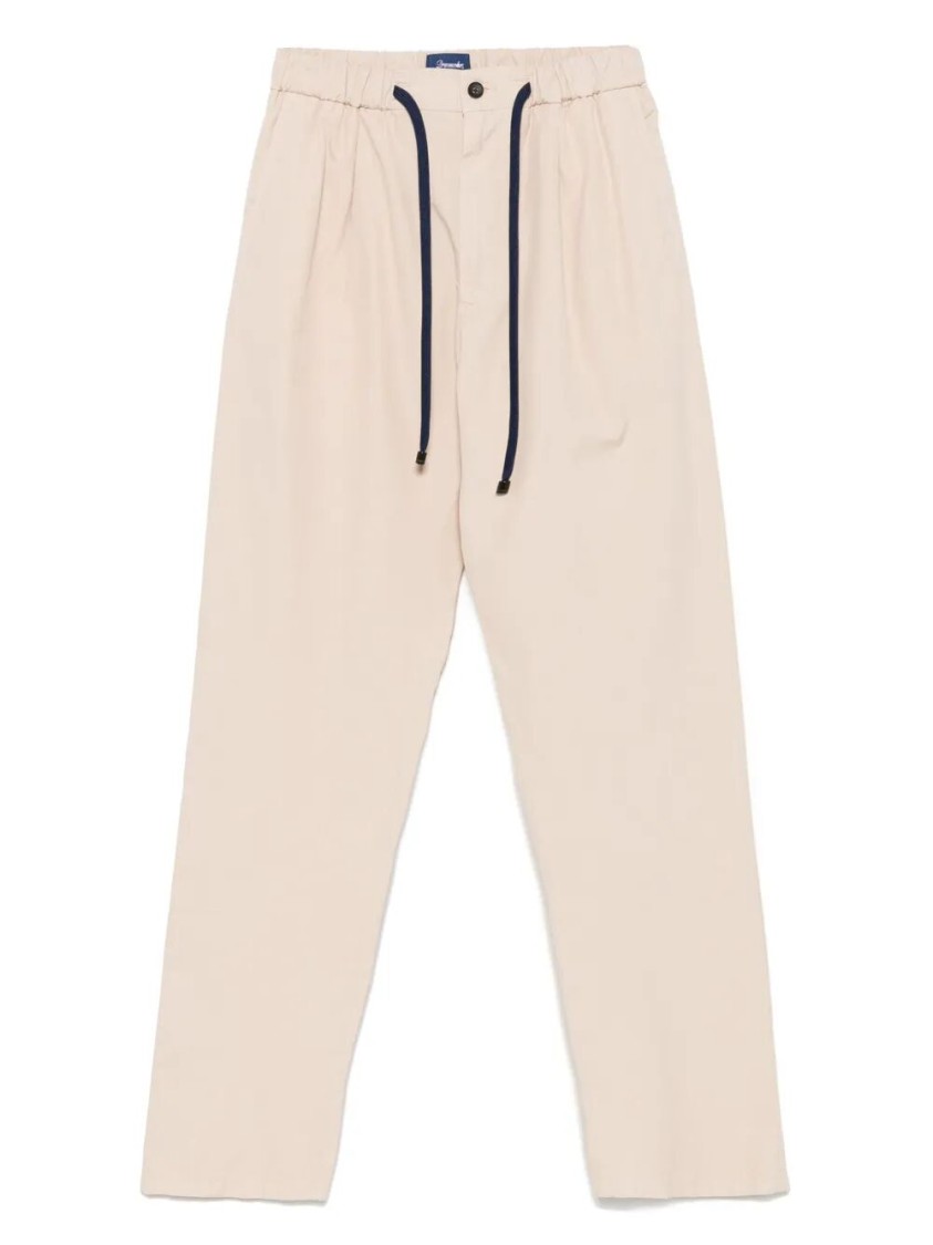 Drumohr Relaxed-fit Cotton Pants With Elastic Waistband In Neutral