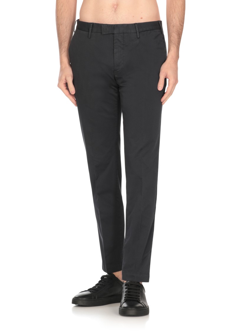 Pt Torino Dark Blue Stretch Wool Pant In Blue