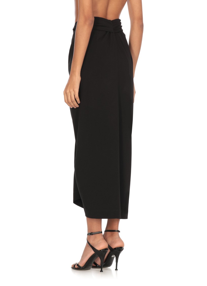 Dries Van Noten Knot Front Cotton Jersey Midi Skirt In Black