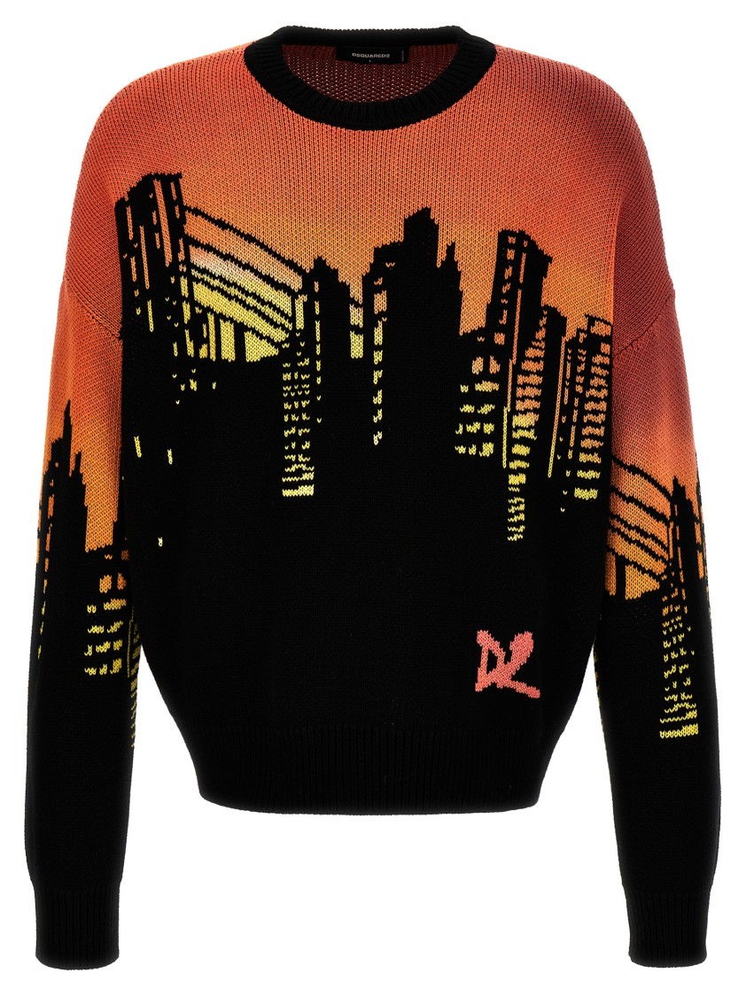 Dsquared2 Intarsia Sweater Sweaters And Cardigans Multicolor In Multi