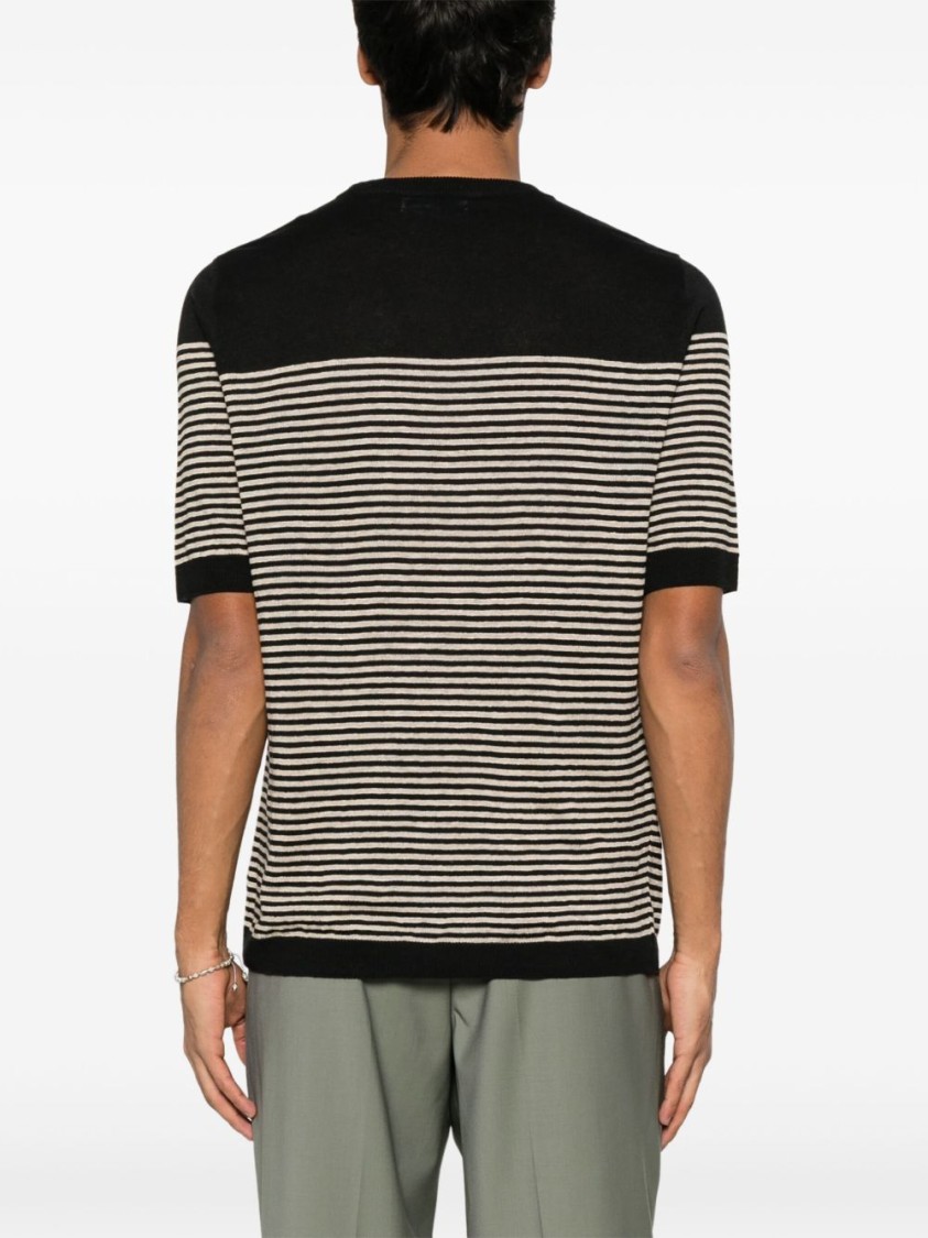 Lardini Striped Pattern Short-sleeve Top In Gray