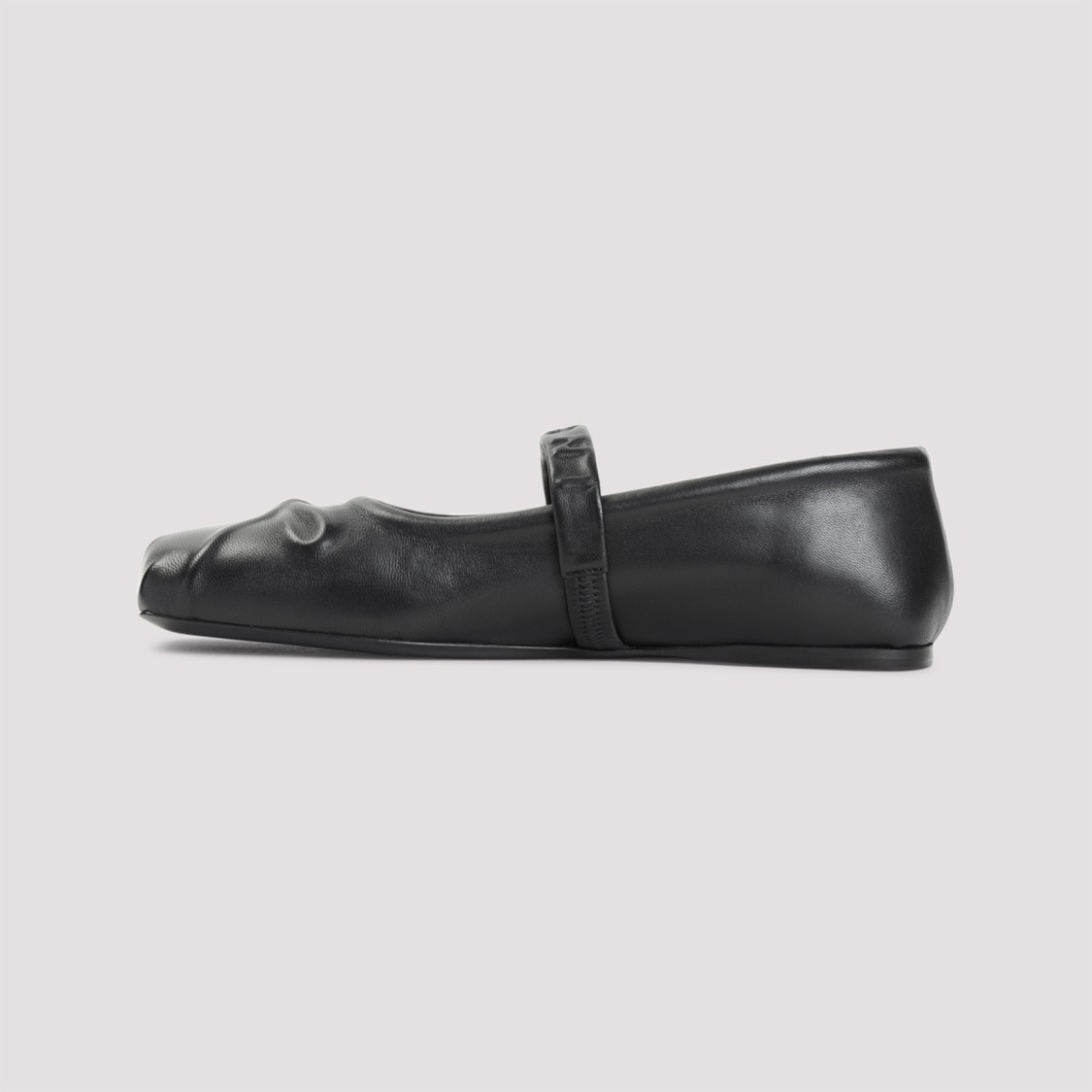 Marni Black Ballerinas With Embossed Bow Detail On The Front In Leather Woman In Black