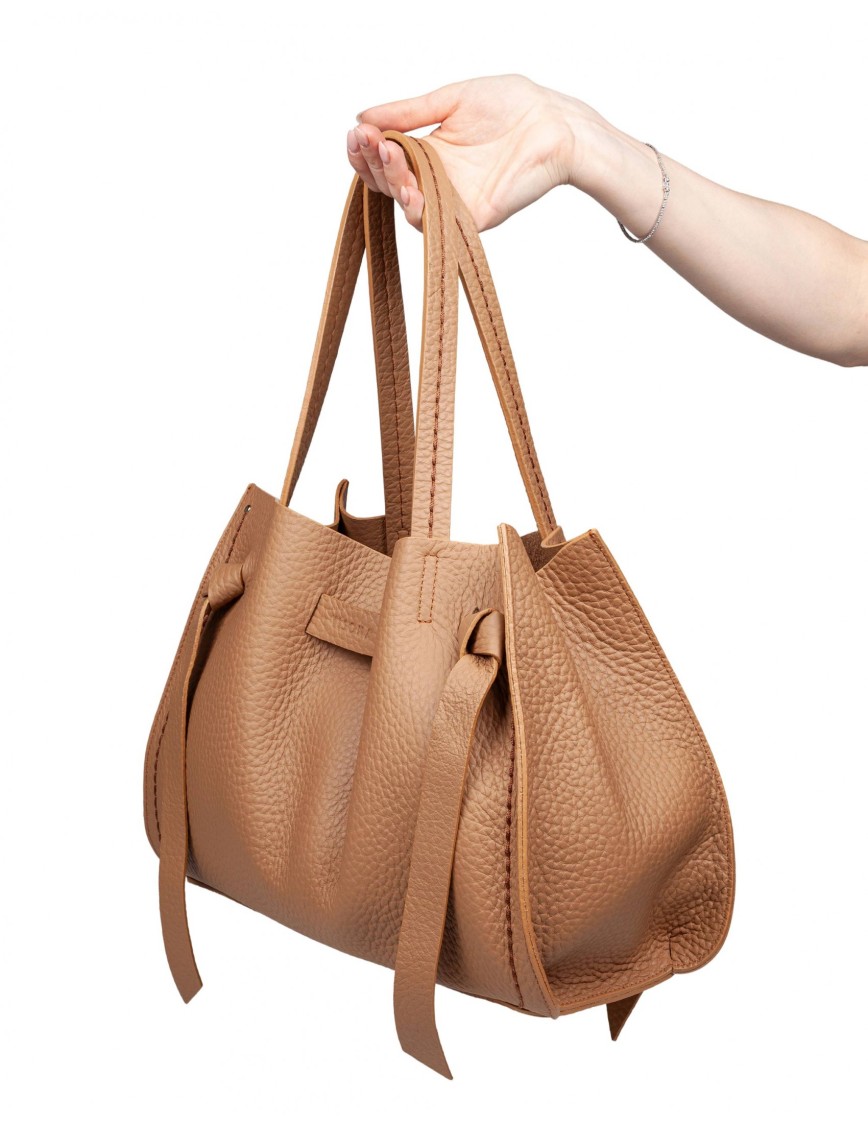 Visonà Visona' Leather Shoulder Bag In Neutral