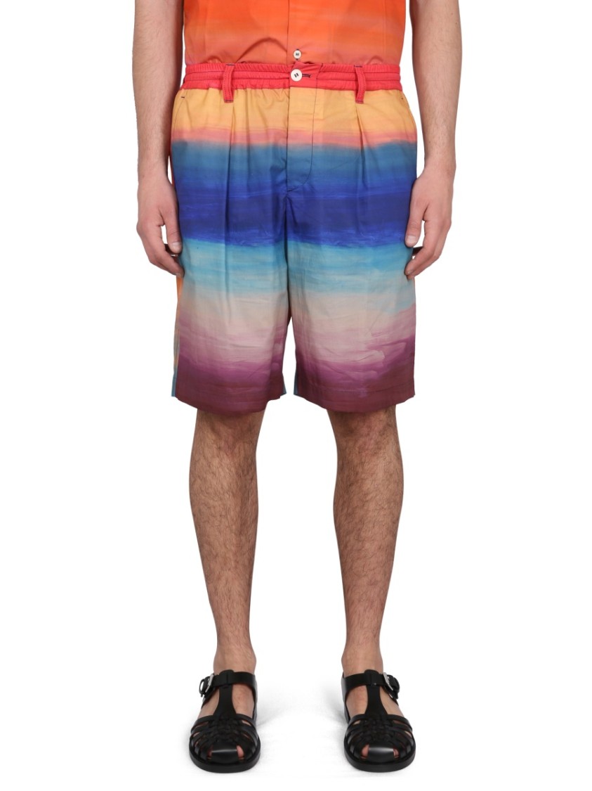 MARNI MARNI KNEE-LENGTH COTTON BERMUDA SHORTS WITH GRADIENT DESIGN