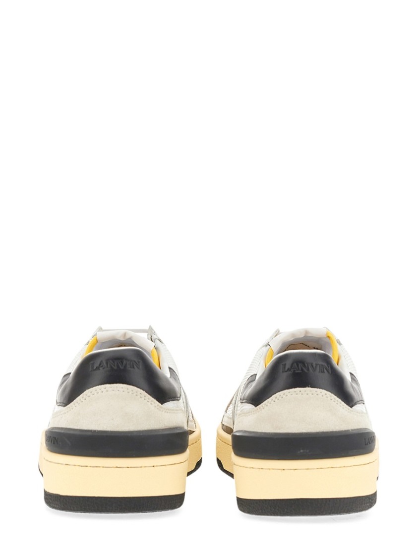 Lanvin Black And White Leather Clay Low Mesh Sneakers In White