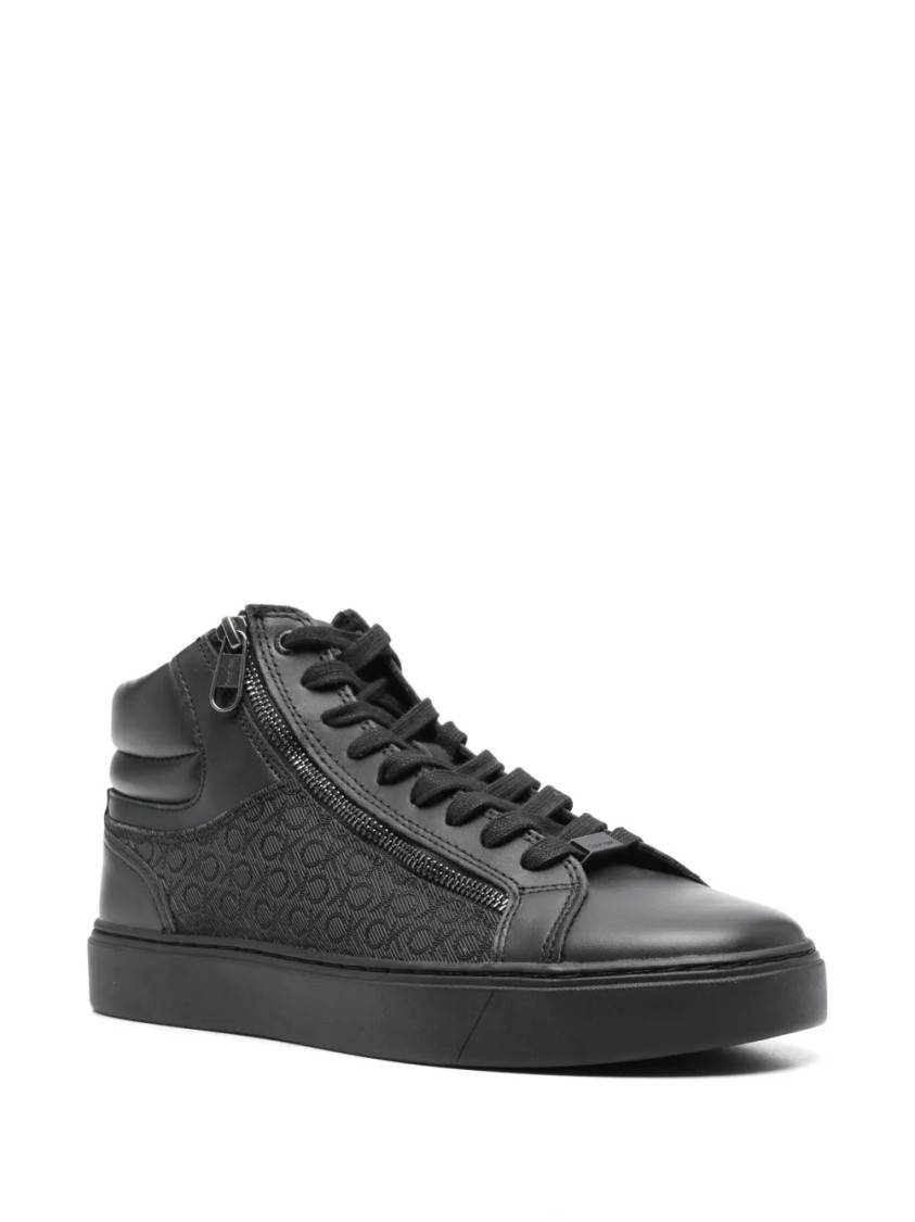 Calvin Klein High Top Lace Up Booties In Black