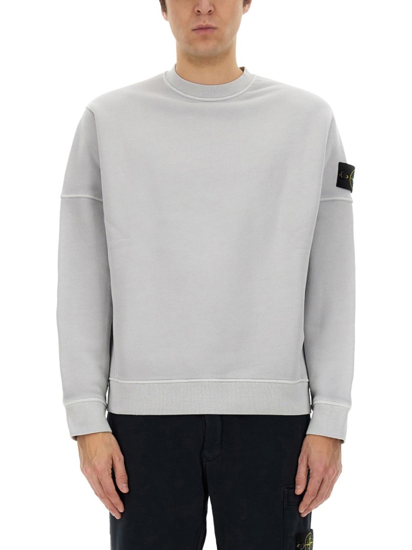 Stone Island Organic Cotton Sweatshirt In Grey
