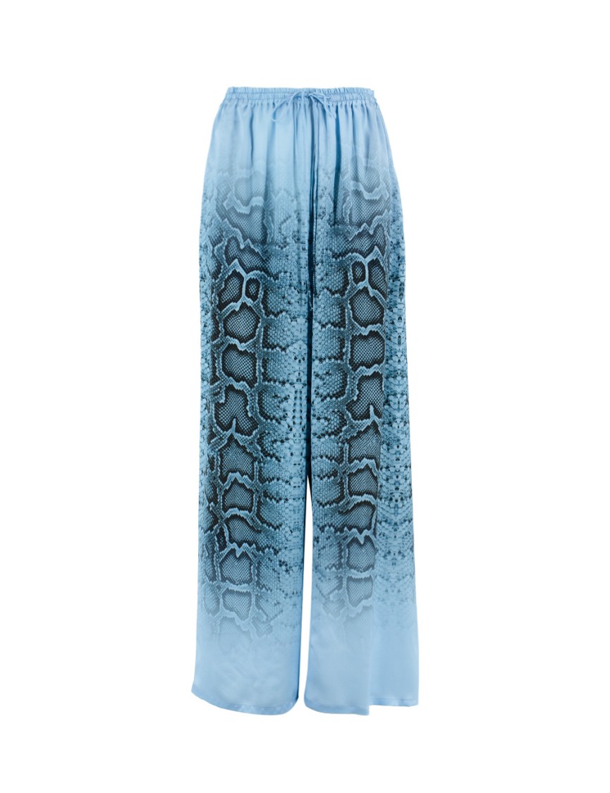 ERMANNO SCERVINO ERMANNO SCERVINO BLUE PYTHON PRINT SILK JOGGER PANTS