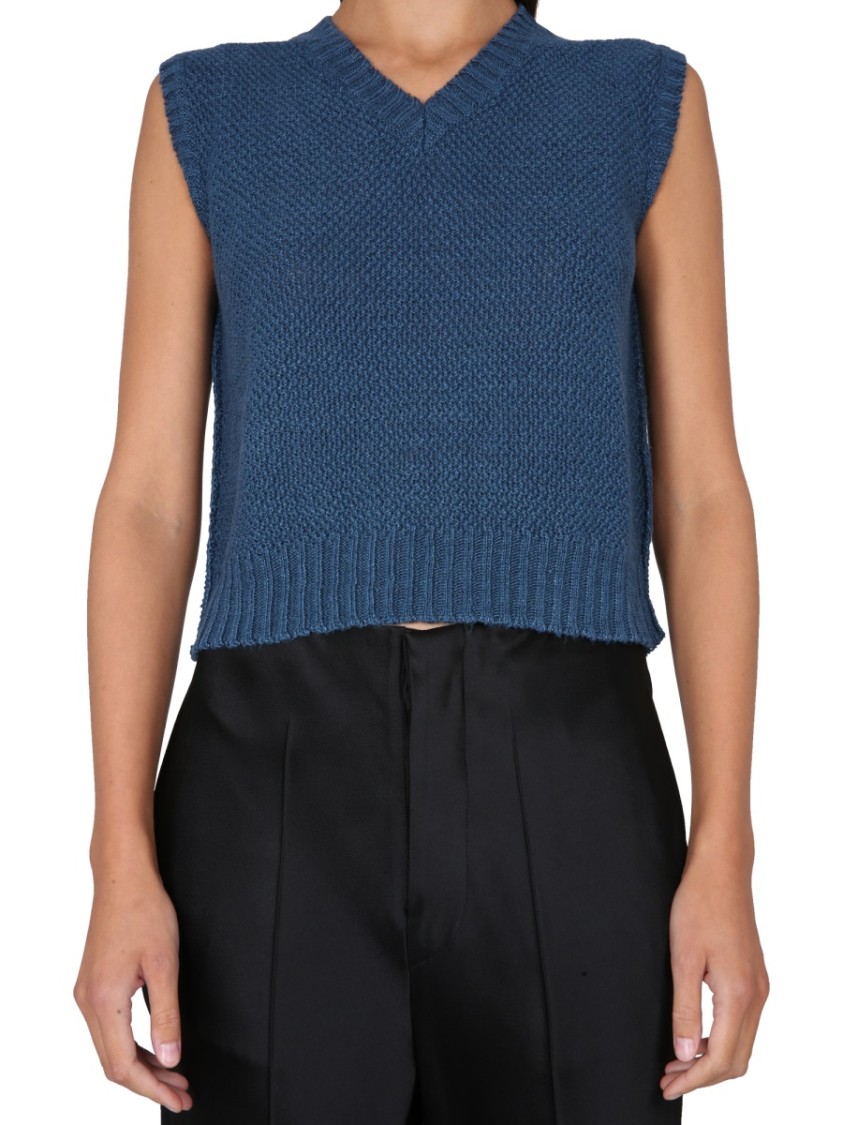 Maison Margiela Basket Stitch Sweatshirt In Blue