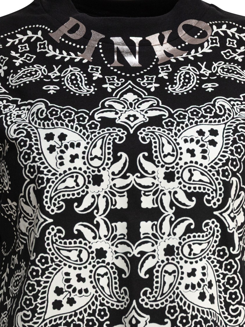 Pinko Boxy Silhouette Cotton T-shirt In Black