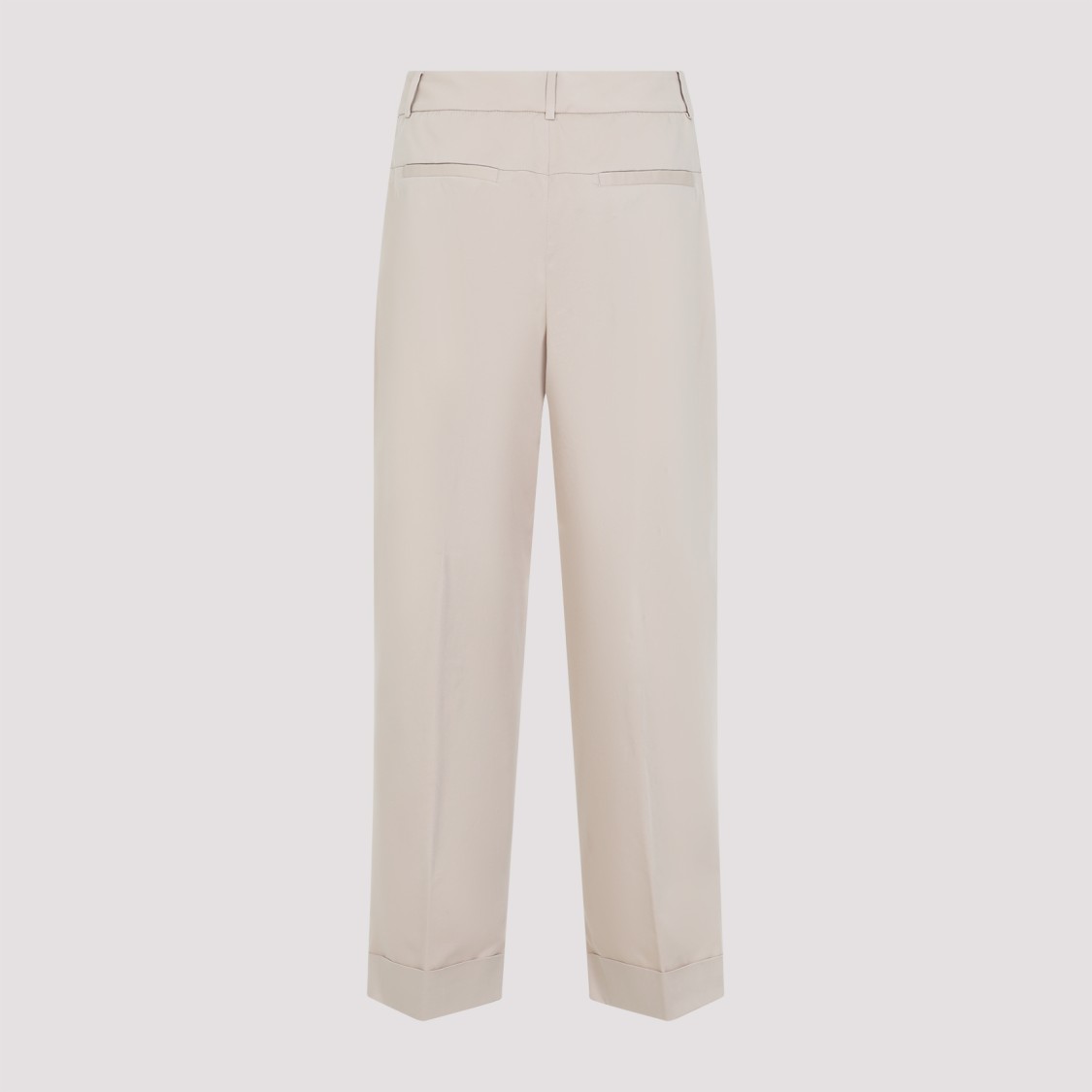 Shop Peserico Tailored Straight Leg Trousers In Cotton Blend In Neutrals