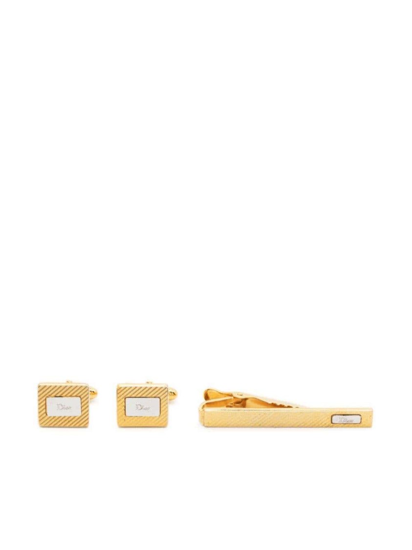 Dior Christian Gold-tone Tie Clip And Cufflinks Set In Gold