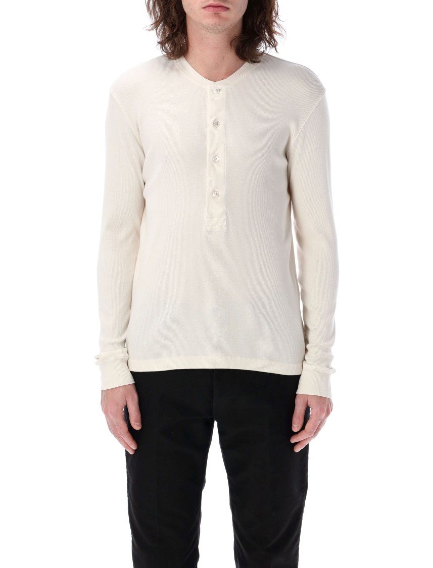 TOM FORD TOM FORD COTTON-MODAL RIBBED HENLEY WITH BUTTONED PLACKET