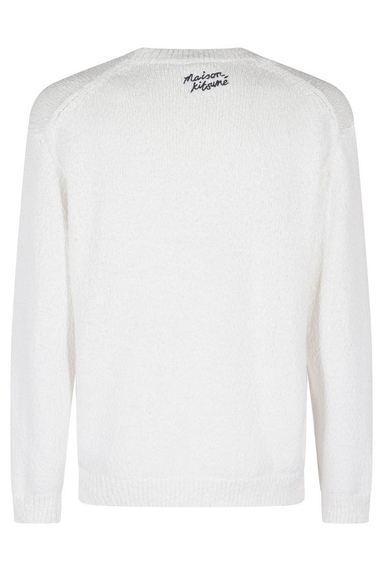 Shop Maison Kitsuné Textured Knit Abstract Jumper