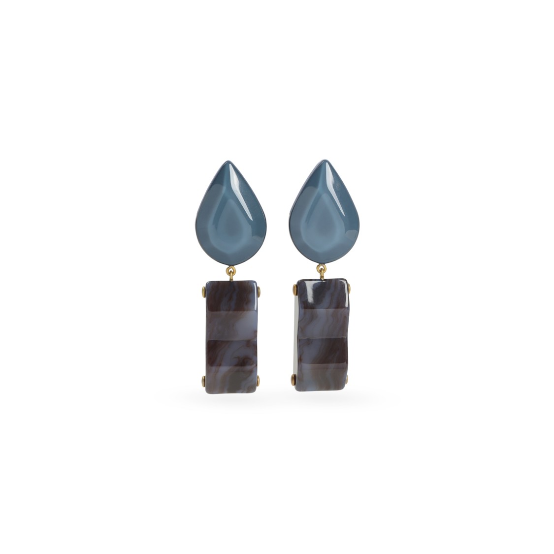 Giorgio Armani Teardrop-rectangular Stone Clip-on Earrings