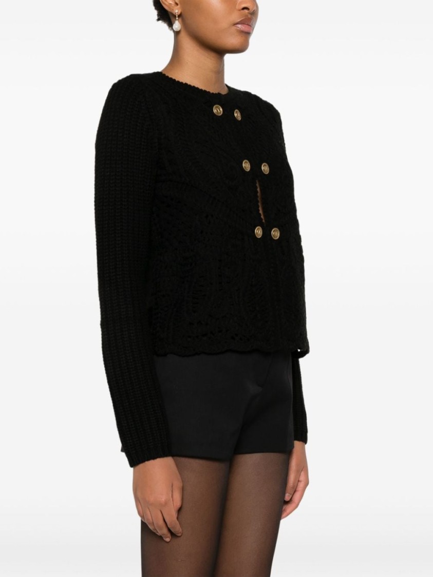 Twinset Open-knit Cardigan In Black