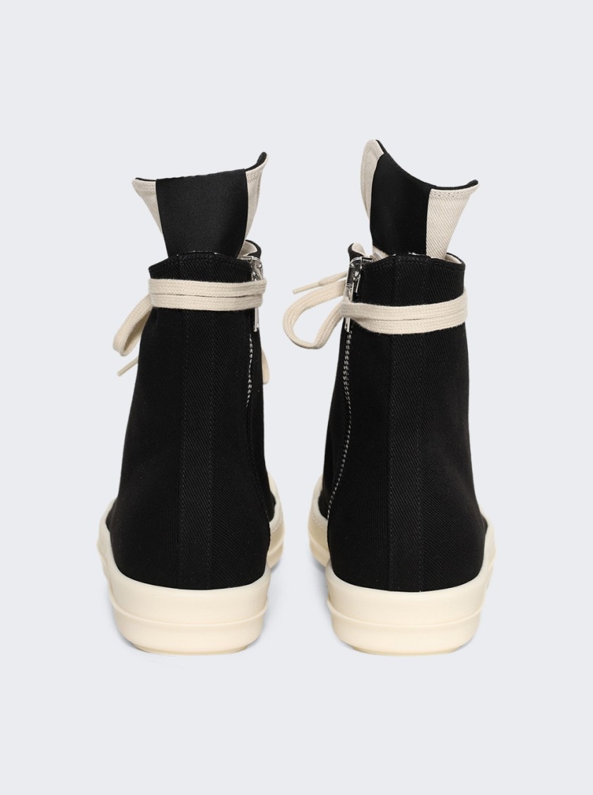 RICK OWENS DRKSHDW DRKSHDW BY RICK OWENS HOLLYWOOD HIGH TOP SNEAKERS BLACK AND MILK
