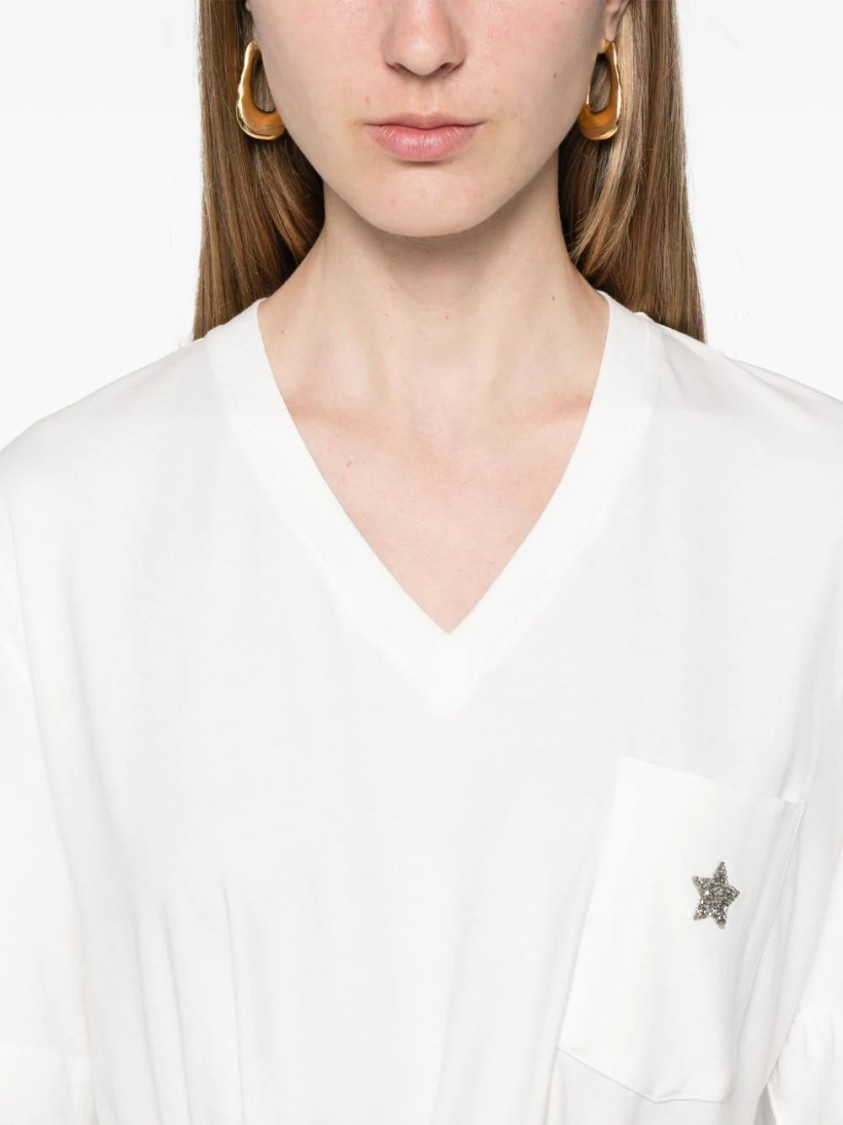 Lorena Antoniazzi Star-Patch V-Neck T-Shirt | THE LIST