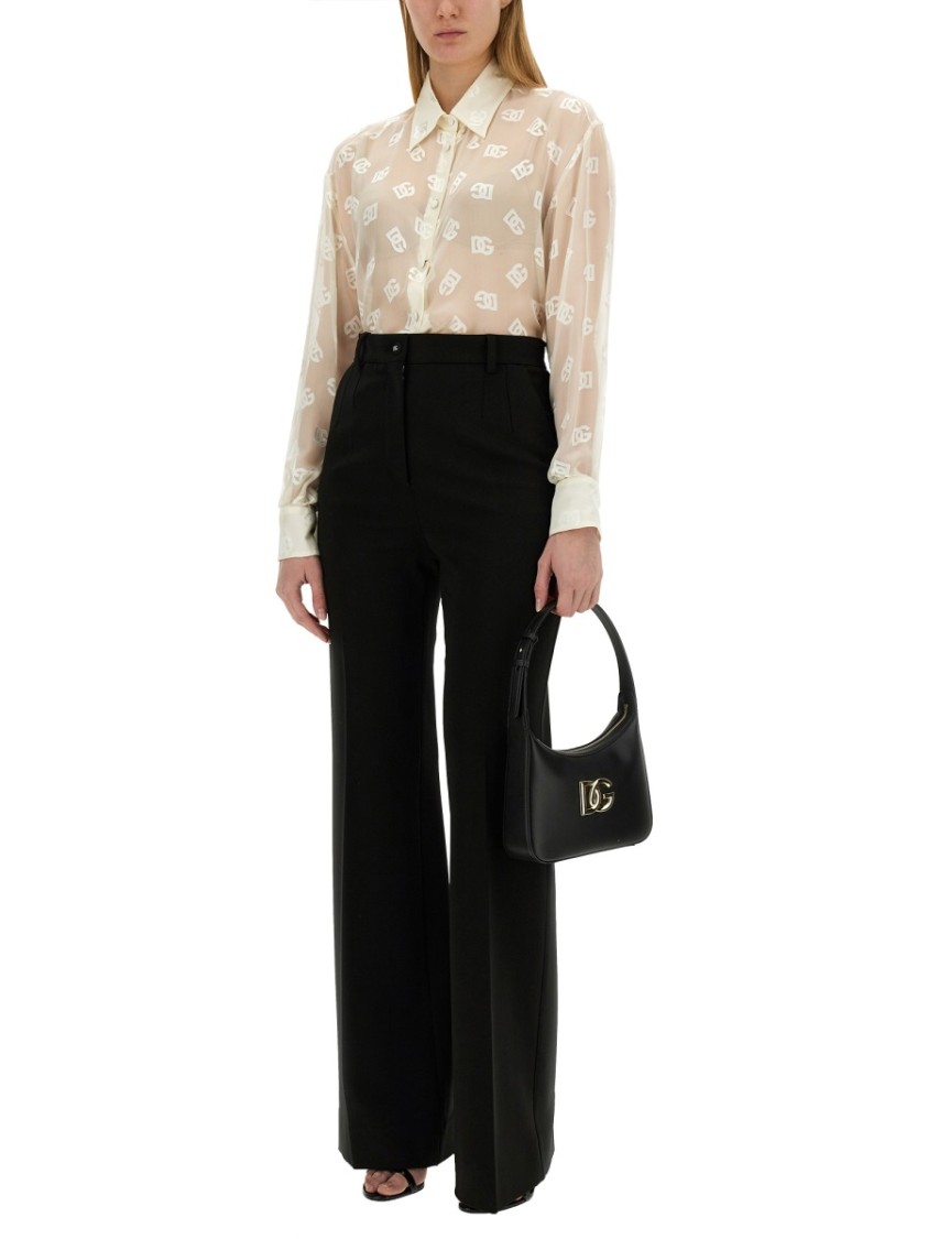 Dolce & Gabbana Burnout Sheer Silk Shirt In White