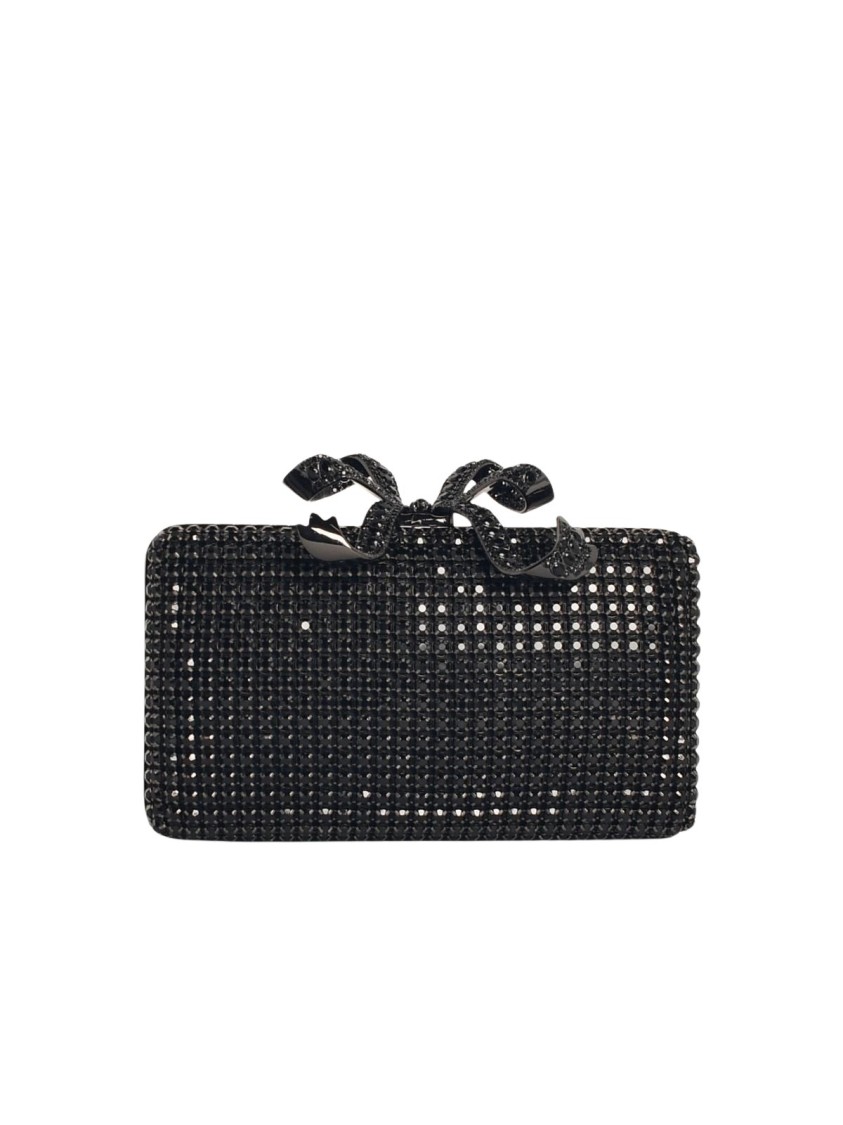 Shop Self-portrait Crystal Box' Black Polyester Clutch