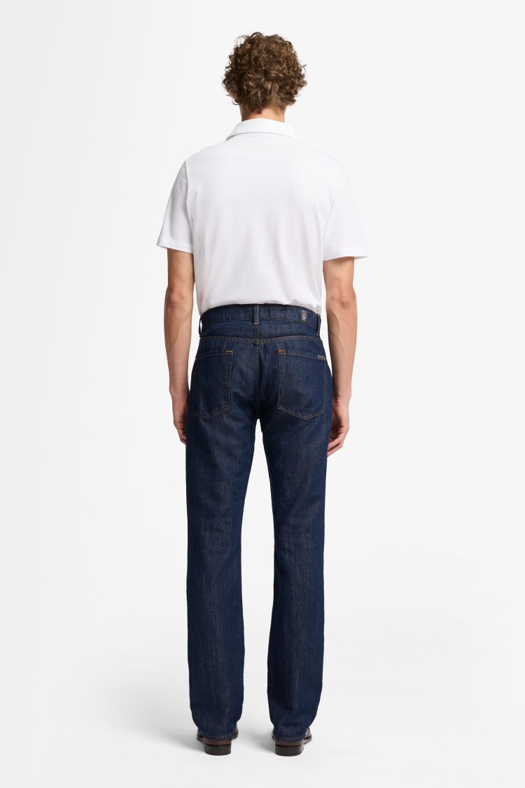 Shop 7 For All Mankind Straight-leg Dark Blue Denim Jeans