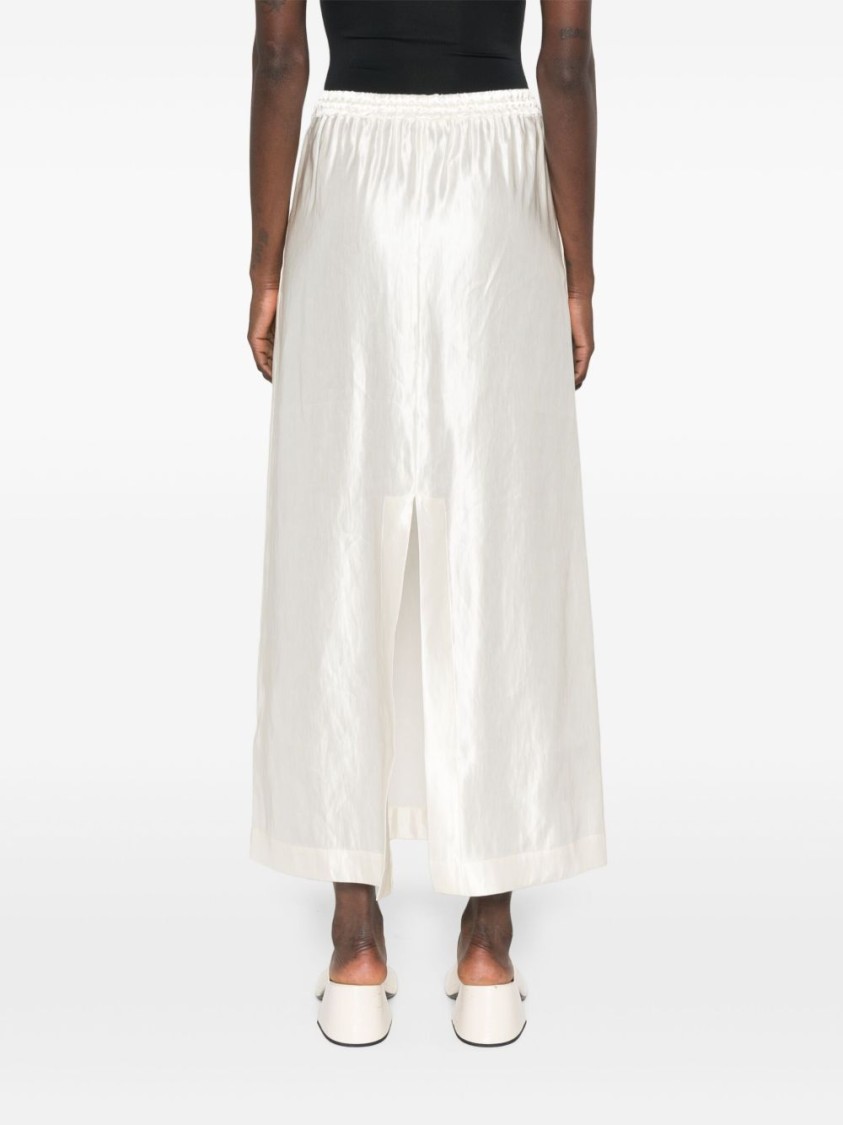 Shop Loulou Studio Ecru Satin Maxi Skirt In Neutrals