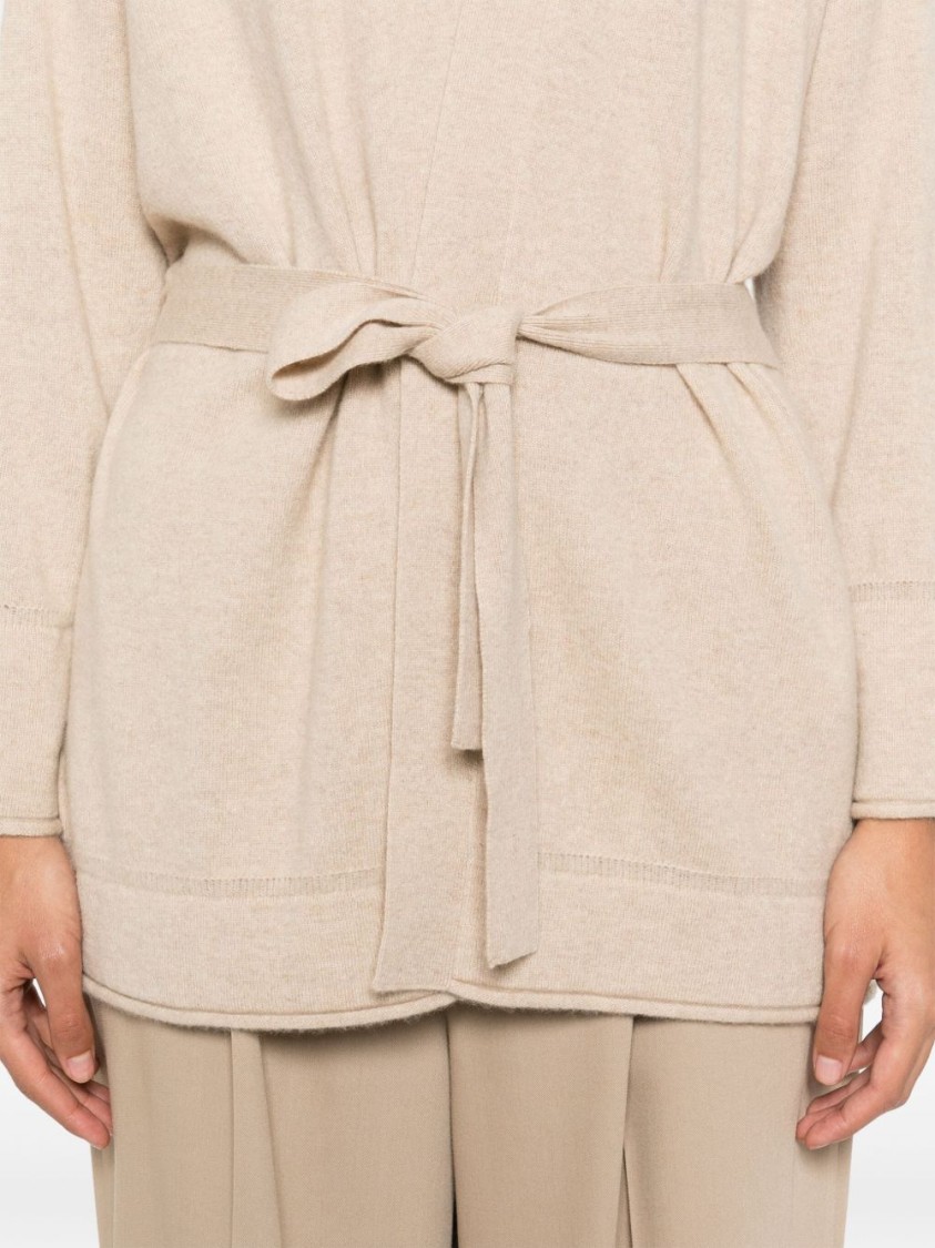 Max Mara Relaxed Fit Sweater With Deep V-neckline In Neutrals
