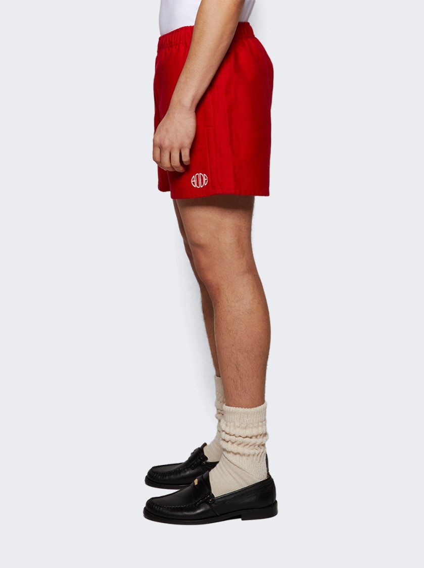 Bode Spring Twill Field Shorts Red In Red