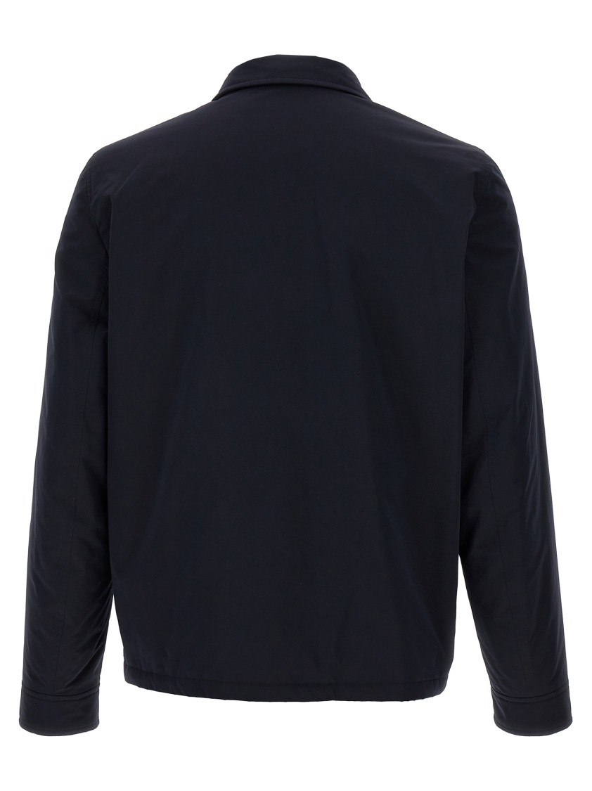 Brunello Cucinelli Dark Blue Nylon Short Jacket In Black