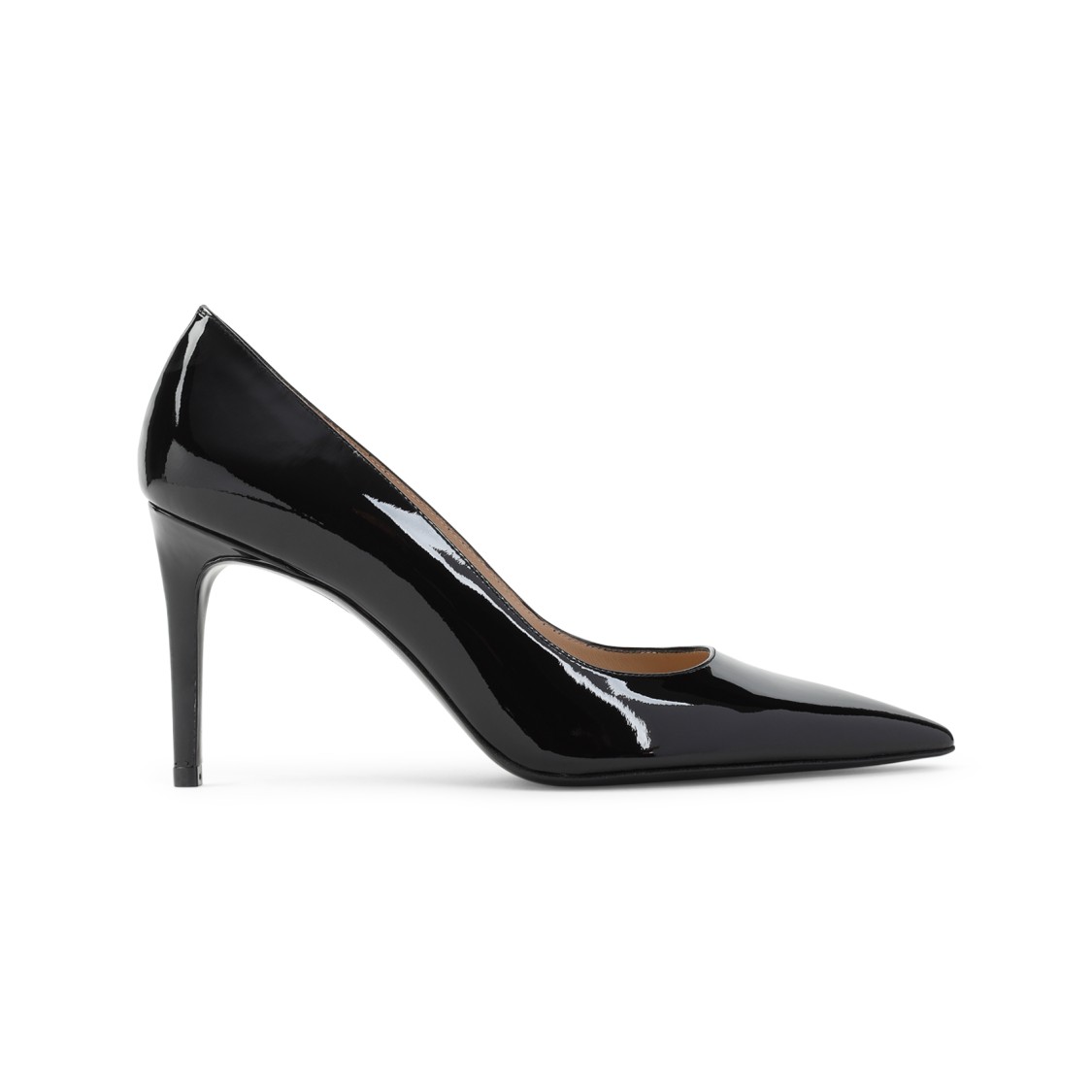 Stuart Weitzman Pointed Toe Stiletto Heel Pumps In Patent Leather In Black