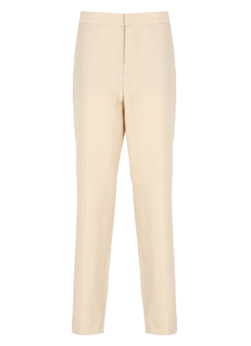 Fabiana Filippi Beige Viscose And Linen Pants In Neutral