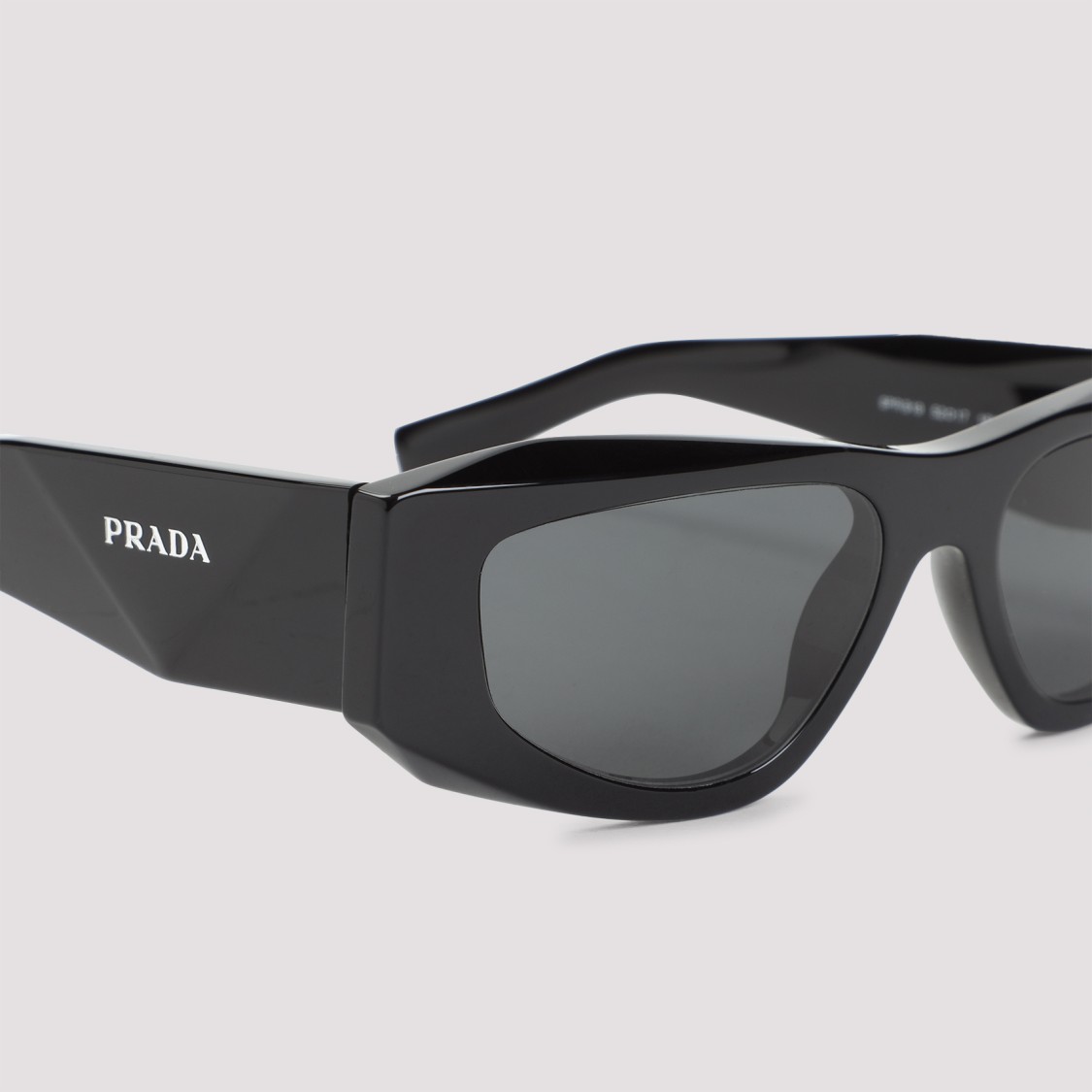 PRADA PRADA ANGULAR BLACK ACETATE SUNGLASSES WITH DARK LENSES