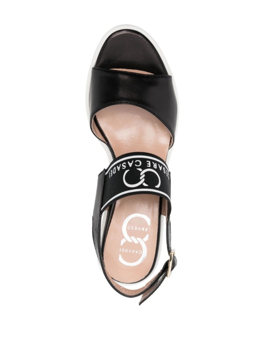 Casadei Open Toe Wedge Sandals With Ankle Strap In White
