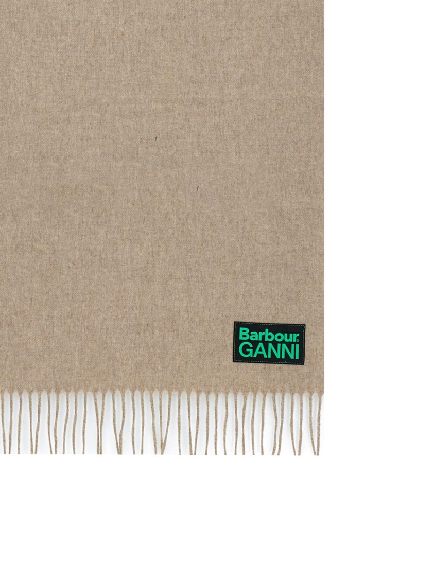 Barbour Wool Scarf X Ganni Fringed Edges