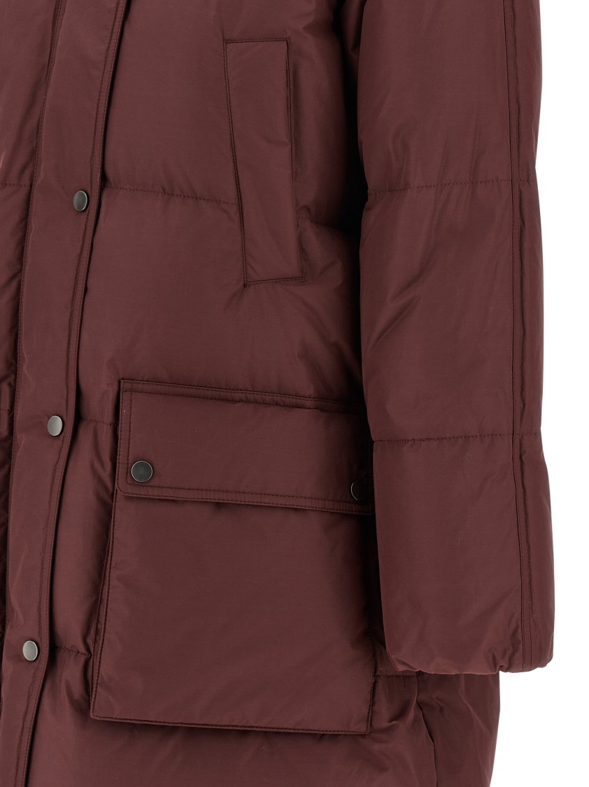 Brunello Cucinelli Shiny Zipper Pull Puffer Jackets Bordeaux In Gray