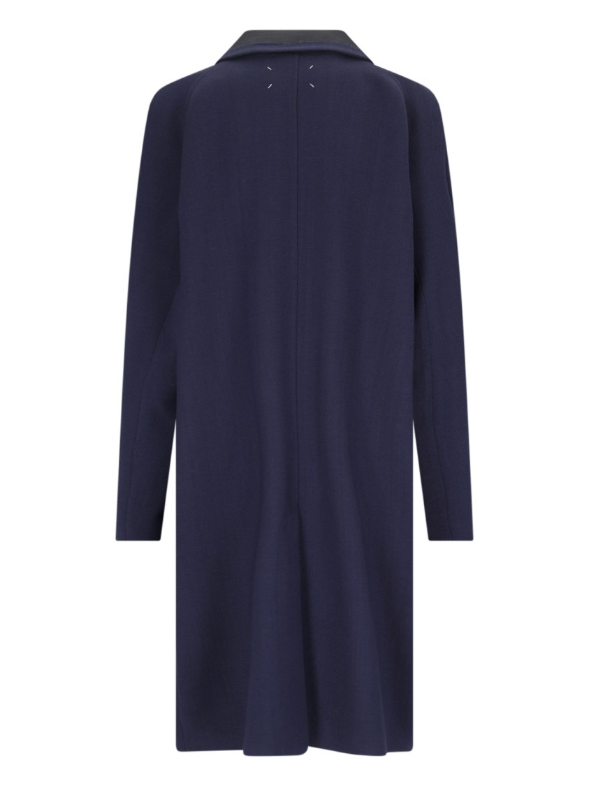 Shop Maison Margiela Blue Wool Viscose Coat In Black