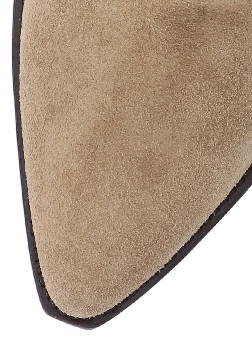 Isabel Marant Mid-height Suede Western Boots With Pointed Toe And Block Heel In Neutral