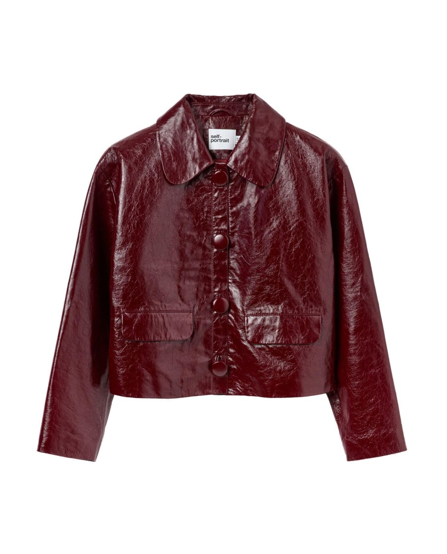Self-portrait Burgundy Leather Jacket