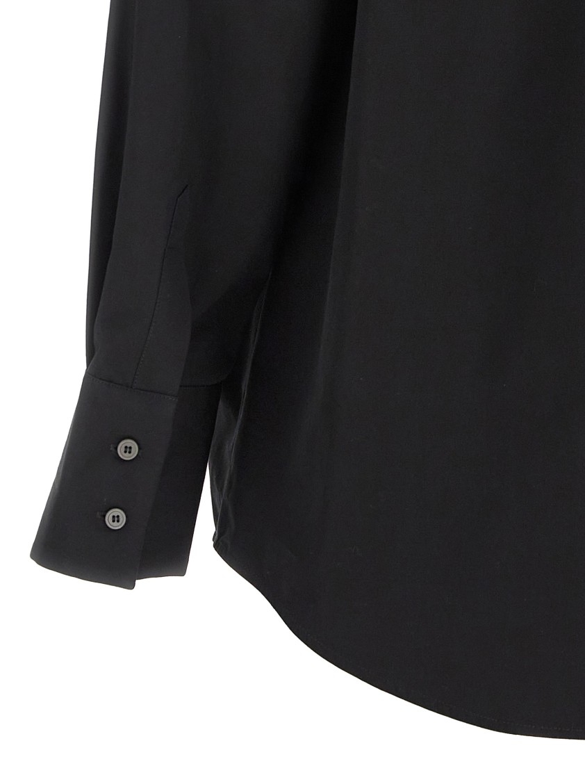 Fabiana Filippi Cotton Poplin Shirt With Knotted Lace Collar In Black