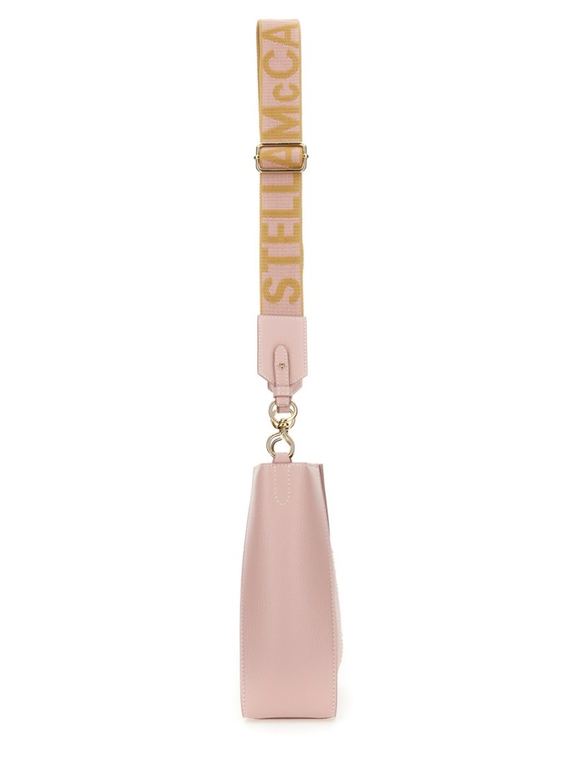 Stella Mccartney Structured Shoulder Bag With Embossed Logo In Pink