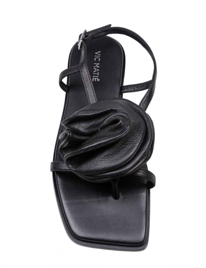 Shop Vic Matie Vic Matié Square Open Sandal In Leather In Black