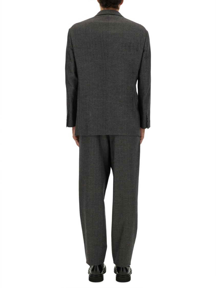 Giorgio Armani Tailored Grey Suit With Double-breasted Blazer In Black
