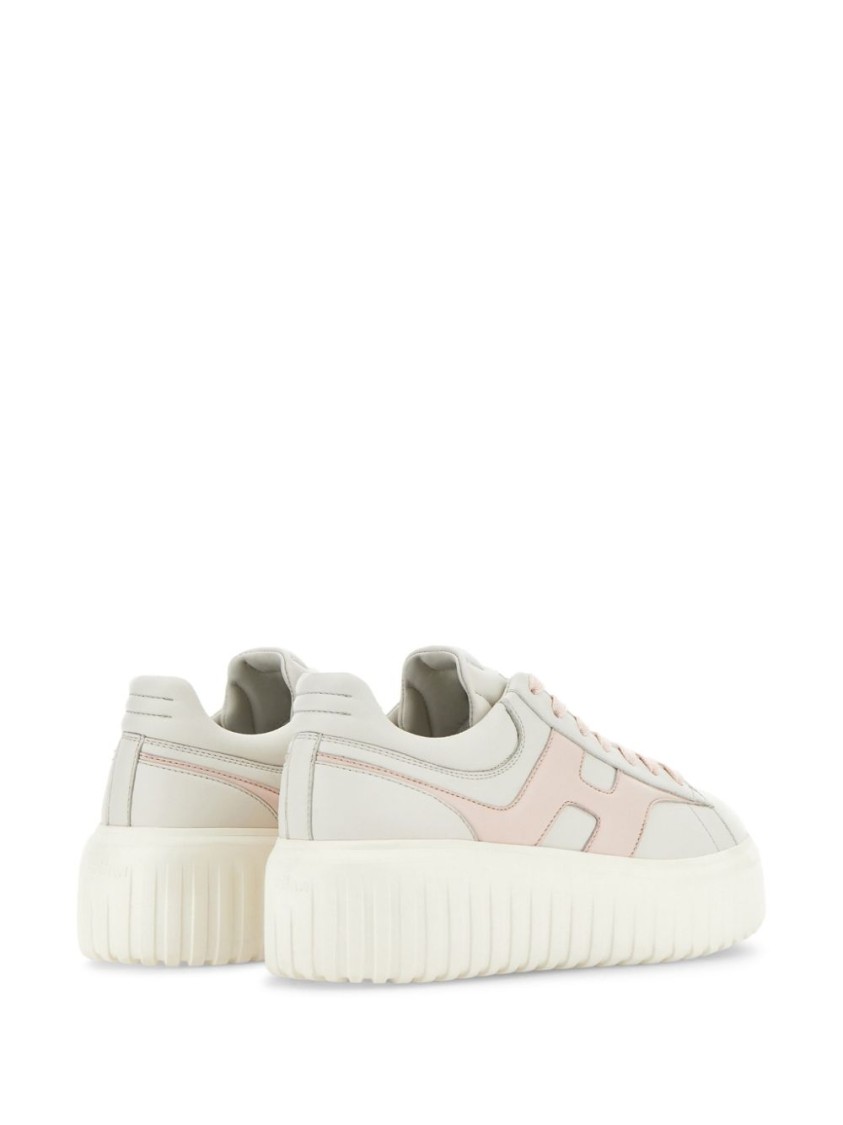 Shop Hogan Lambskin Sneakers With Round Toe And Platform Sole
